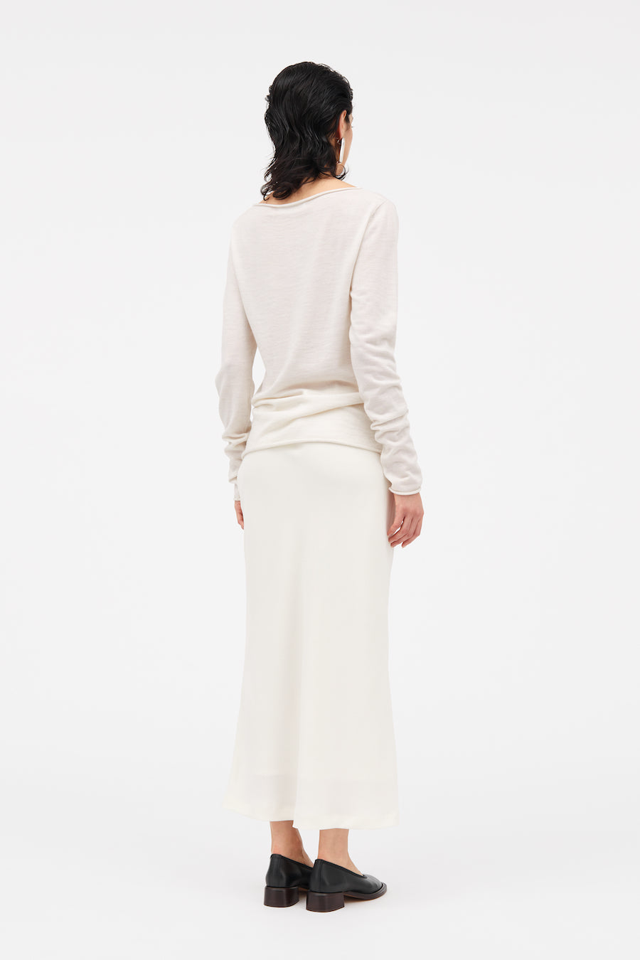 NOELLE CREPE SKIRT: IVORY