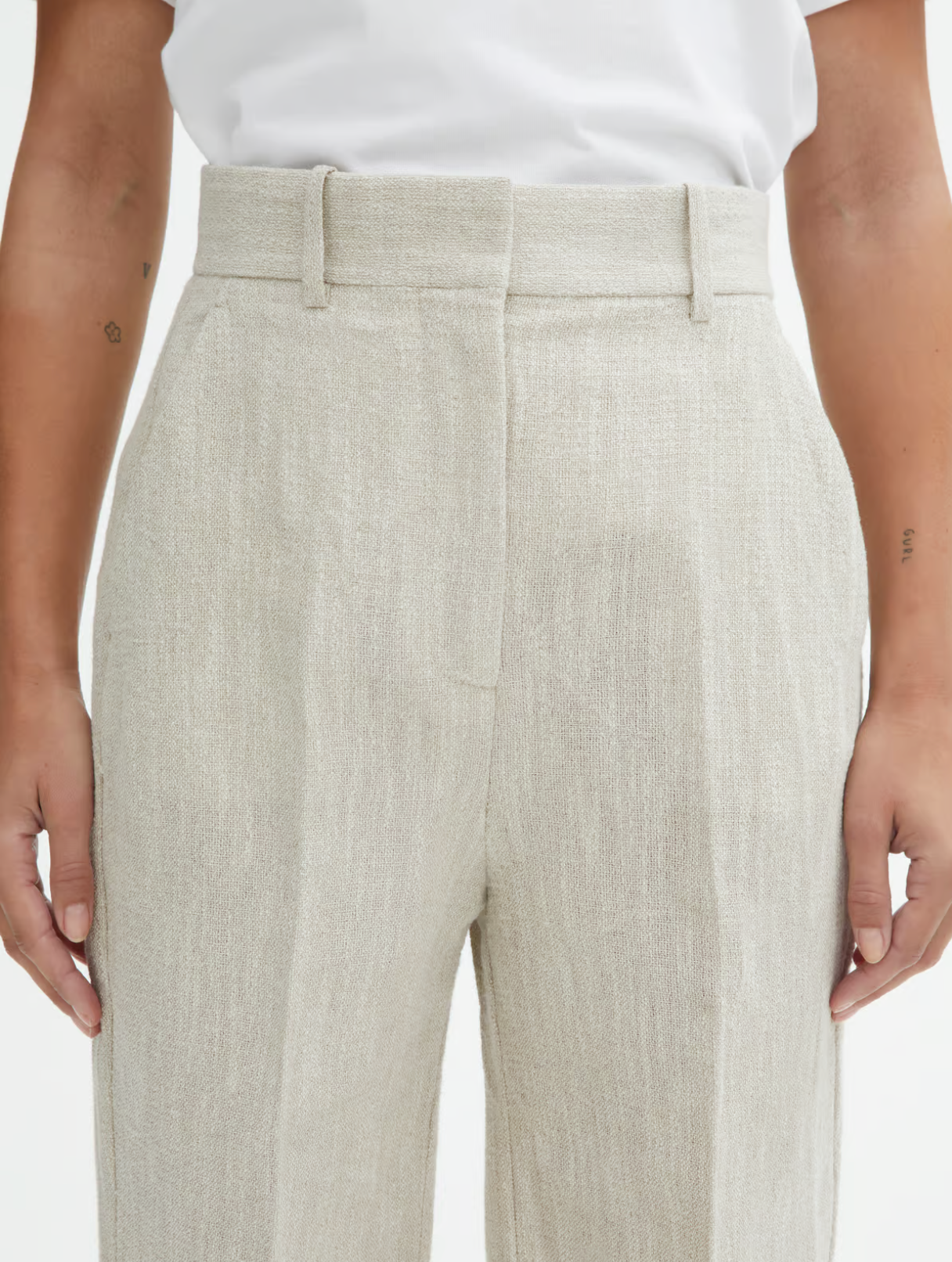 Tailored Linen Trouser: Light Sand Beige