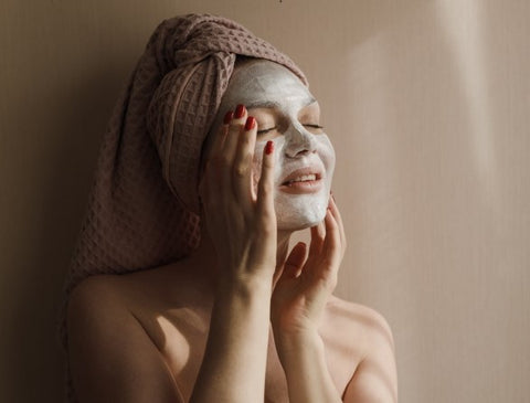 A woman with a face mask