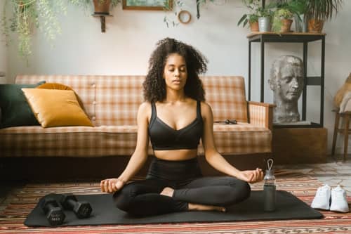 A woman meditating