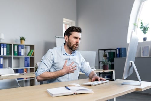 Image of guy having difficulty breathing