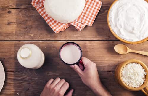 Different types of dairy on table