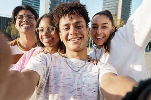 Group of happy teens