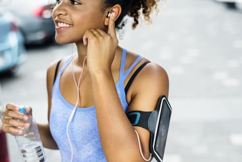 Woman happily exercising