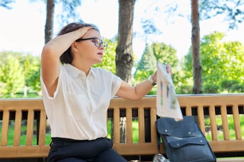 Woman experiencing hormones hot weather