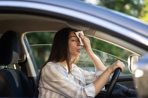 Hot weather with woman inside car