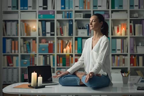 Woman meditating peacefully