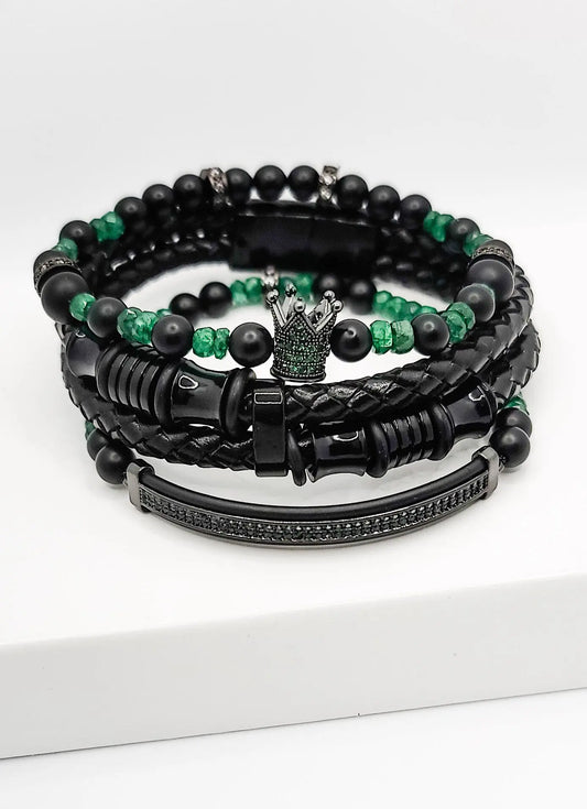 Men's "Emerald" Crown Bracelet set L.Signature Collection