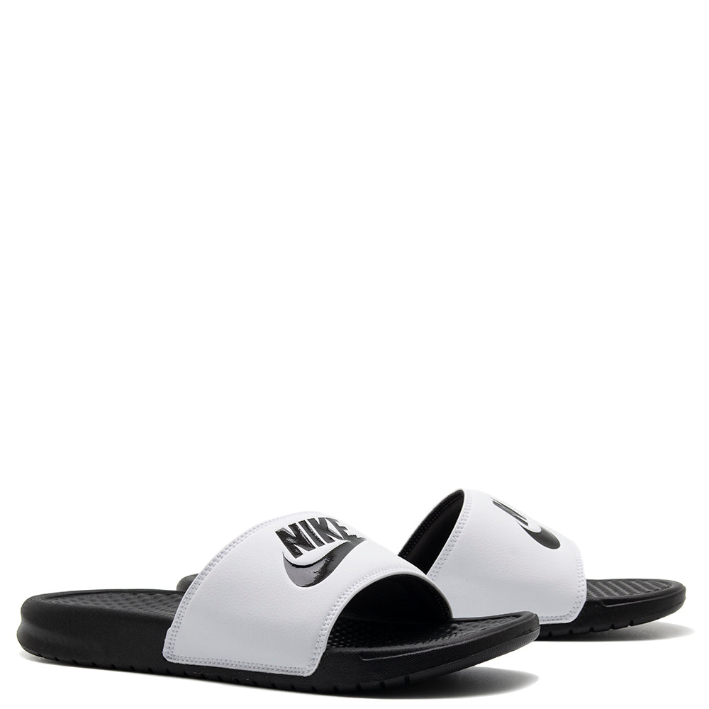 nike benassi white slides