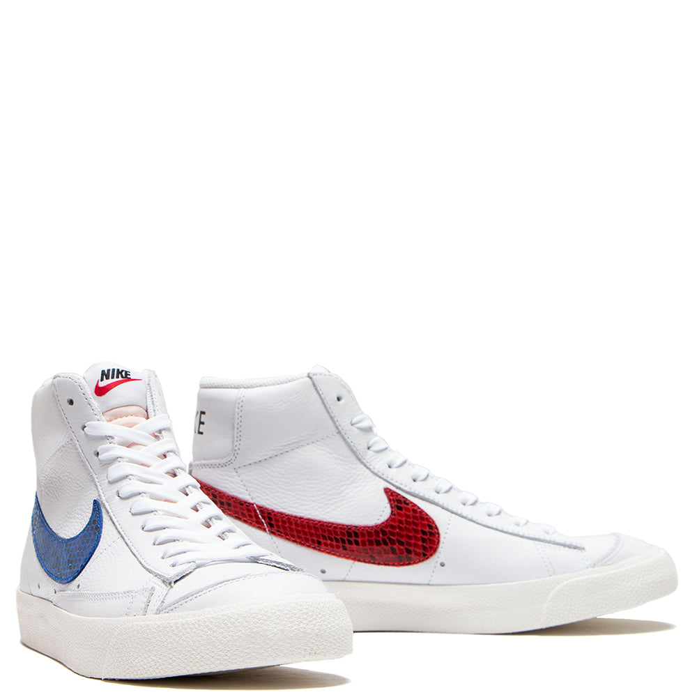 red and blue nike blazers