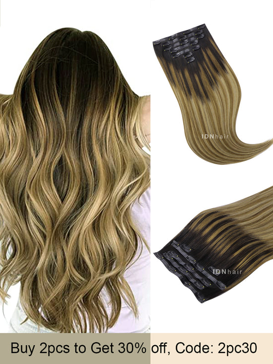 Fblhair Straight Invisible Hair PU Seamless Clip Ins Human Hair