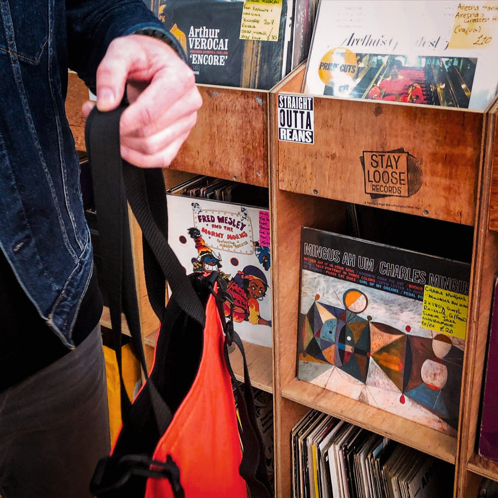 record store tote bag