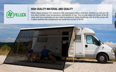 RV Awning Shade Screen with Zipper | Filluck