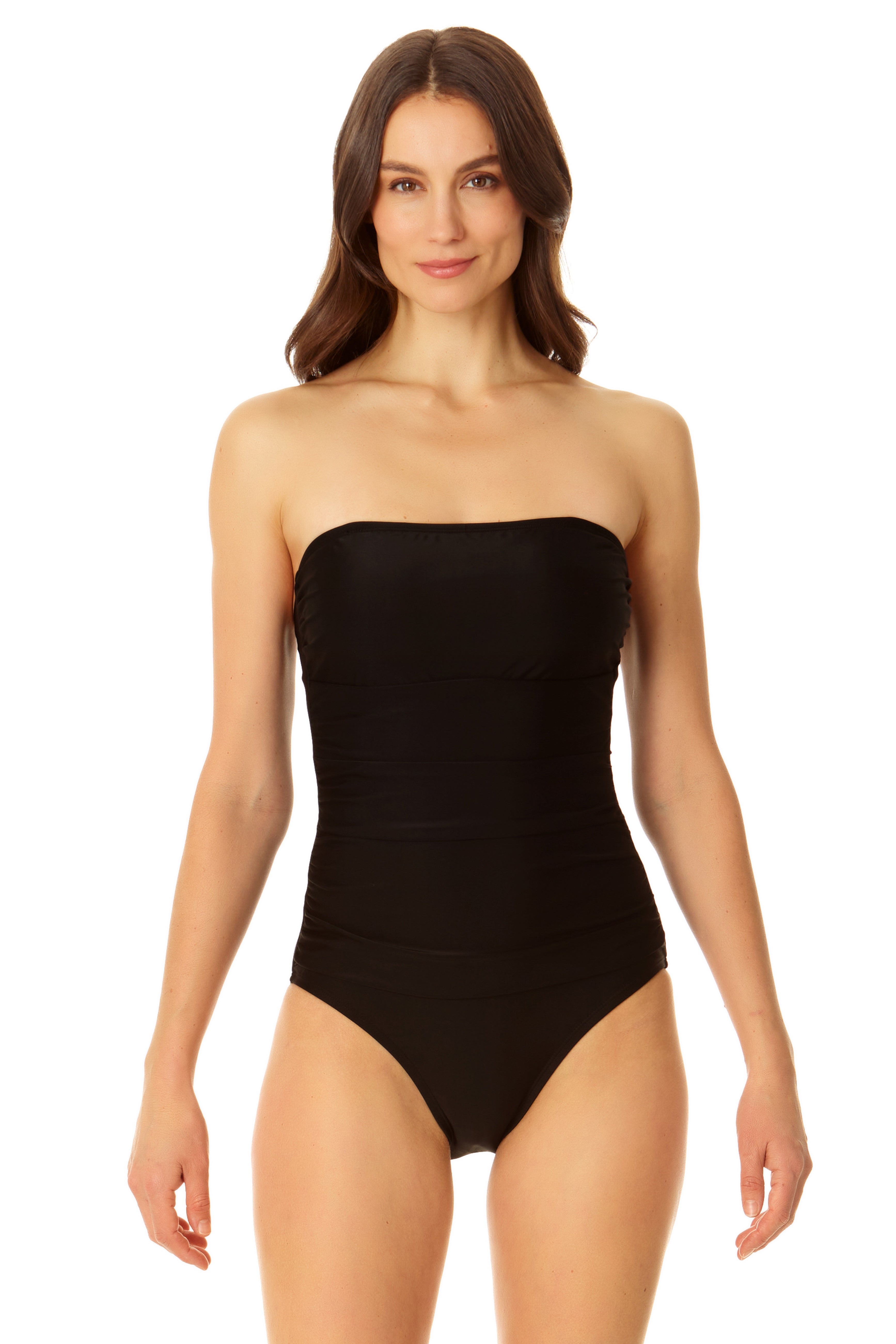 Women's Zip Front High Neck One Piece Swimsuit in Black - Coppersuit