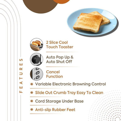 KHAITAN AVAANTE KA (700 Watt) 2-Slice Pop-Up Toaster (Golden Brown)