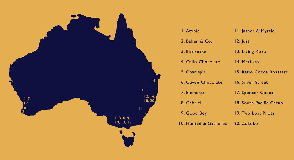 australia bean to bar craft chocolate map