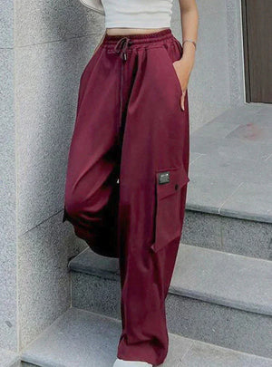 POCKET ELASTIC WAIST AND LEG SLACKS PANT - necbe