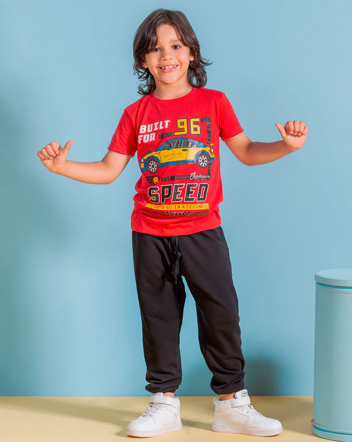 Conjunto niño camiseta + jogger en burda Cool & Dry rojo negro Costa Rica