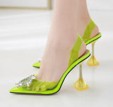 pointed toe high heel shallow mouth transparent sandals