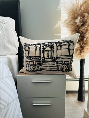 The Brownstones, 16x20 Embroidered Lumbar Pillow - Create The Culture Embroidery 