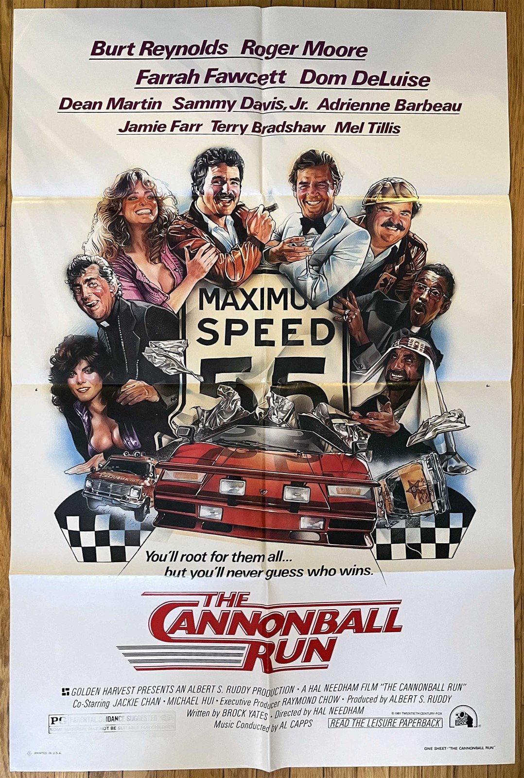 Burt Reynolds CANNONBALL RUN Farrah Fawcett movie poster 1981 ORIGINAL 27x41