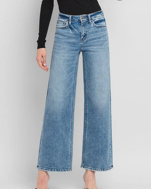 Flying Monkey High Rise Full Length Wide Leg Jeans - WEST