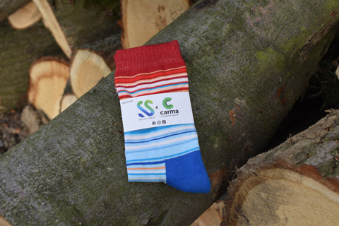 Combed cotton dress socks with a climate striped pattern