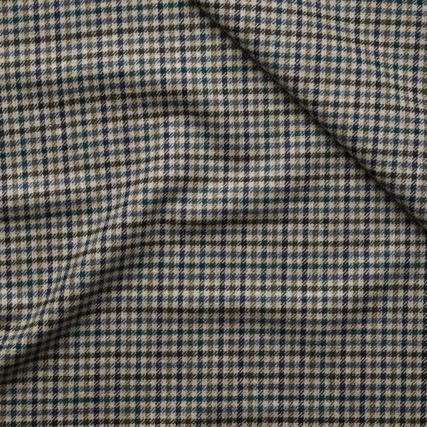 SP30 : Almond, Tawny Brown & Azure Blue Houndstooth – Fox Brothers 
