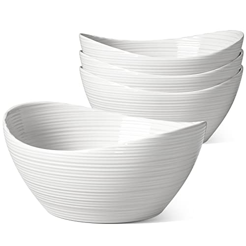 LE TAUCI Pasta Bowls 45 OZ, Large Salad Bowls and Serving Bowls, Soup Bowl,  Ceramic Pasta Plates - 8.5 Inch, Set of 4, White