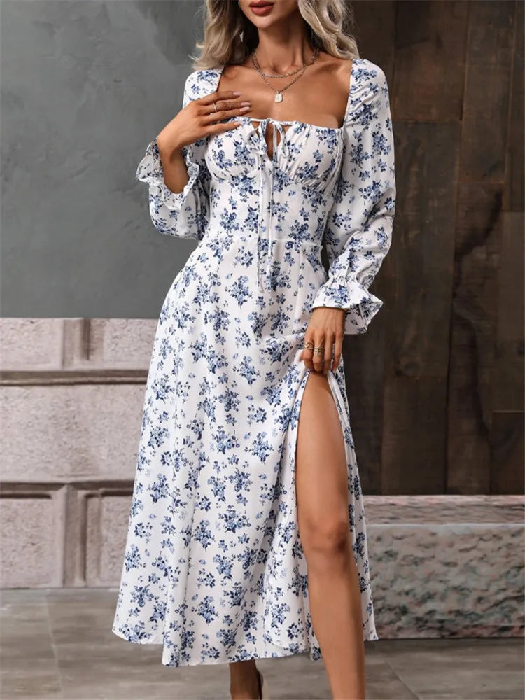 Bohemian Backless Printed Dress for Spring/Summer