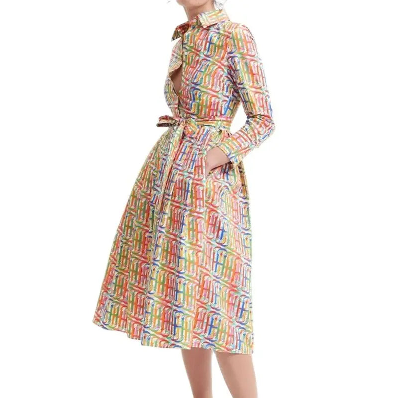Elegant Vintage Long Sleeved Women's Versatile Dress