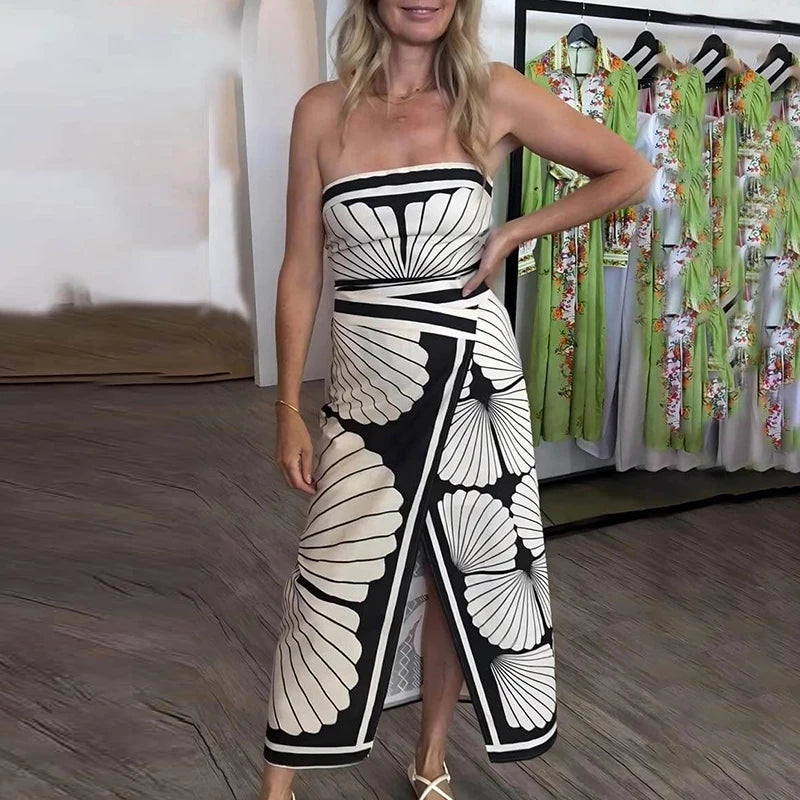 Elegant Backless Summer Bohemian Split Dress for Women