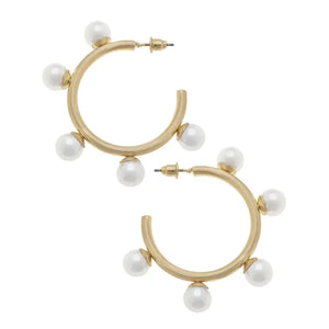 Allison Pearl Studded Hoop Earrings in Ivory - Ultimate Gifts MS