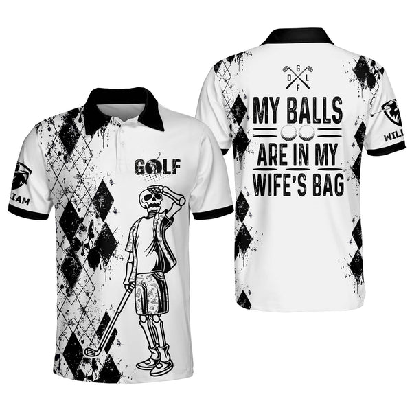 Personalized Funny Golf Polo Shirts for Men, My Balls Are In My Wife's ...