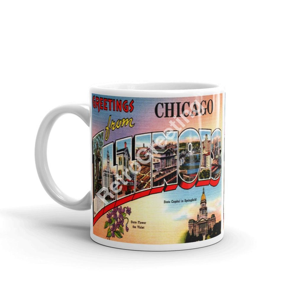 Greetings From Chicago Illinois Coffee Mug Vintage Retro