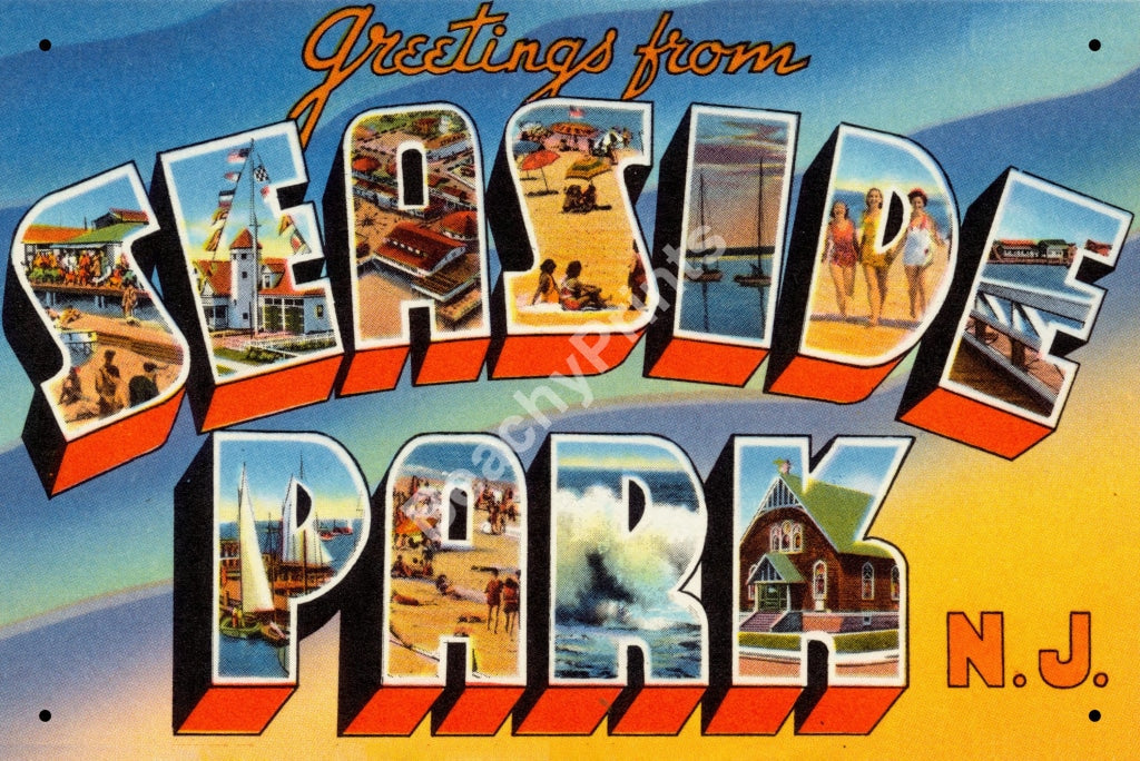 Greetings From Seaside Park New Jersey Metal Sign & License Plate 12 X Aluminum Signs