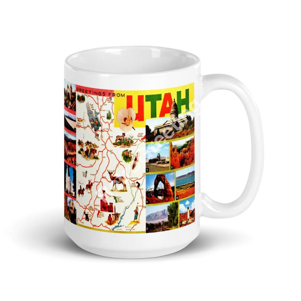 Greetings From Utah Coffee Mug Vintage Retro 15Oz