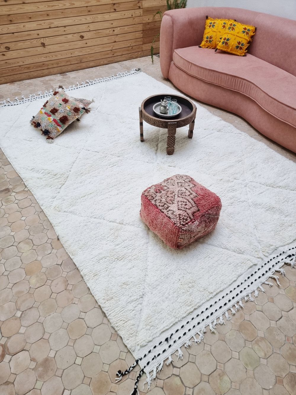 Marokkolainen valkoinen matto 310x210cm – MattoMatti
