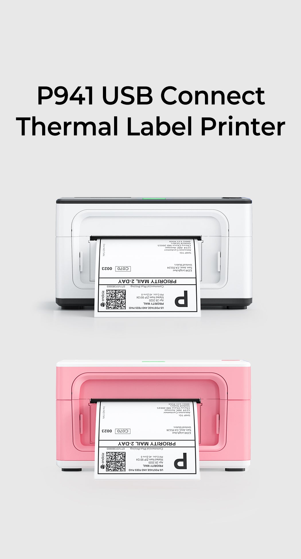 MUNBYN Thermal Shipping Label Printer ITPP941 Starter Kit | Pink