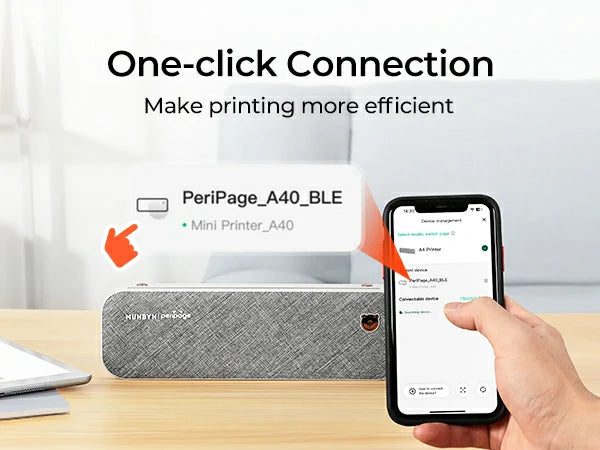 MUNBYN ITP01 A4 Thermal Printer connect mobile devices via Bluetooth.
