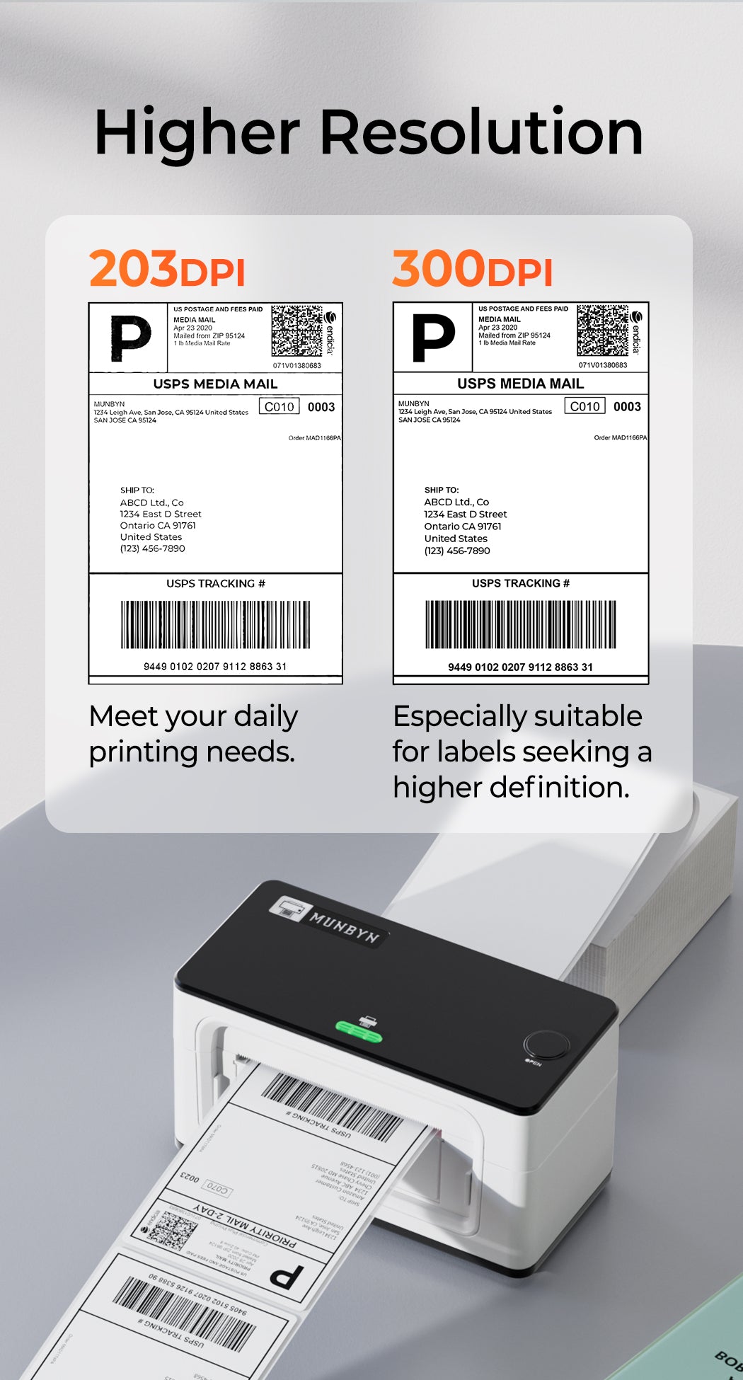 The Thermal Label Printer P941B offers a 300 DPI resolution
