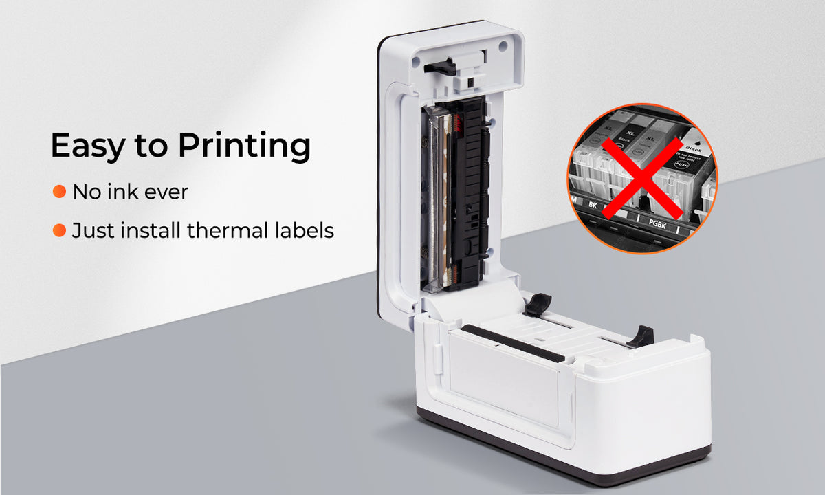 MUNBYN thermal label printer is easy to print without ink.