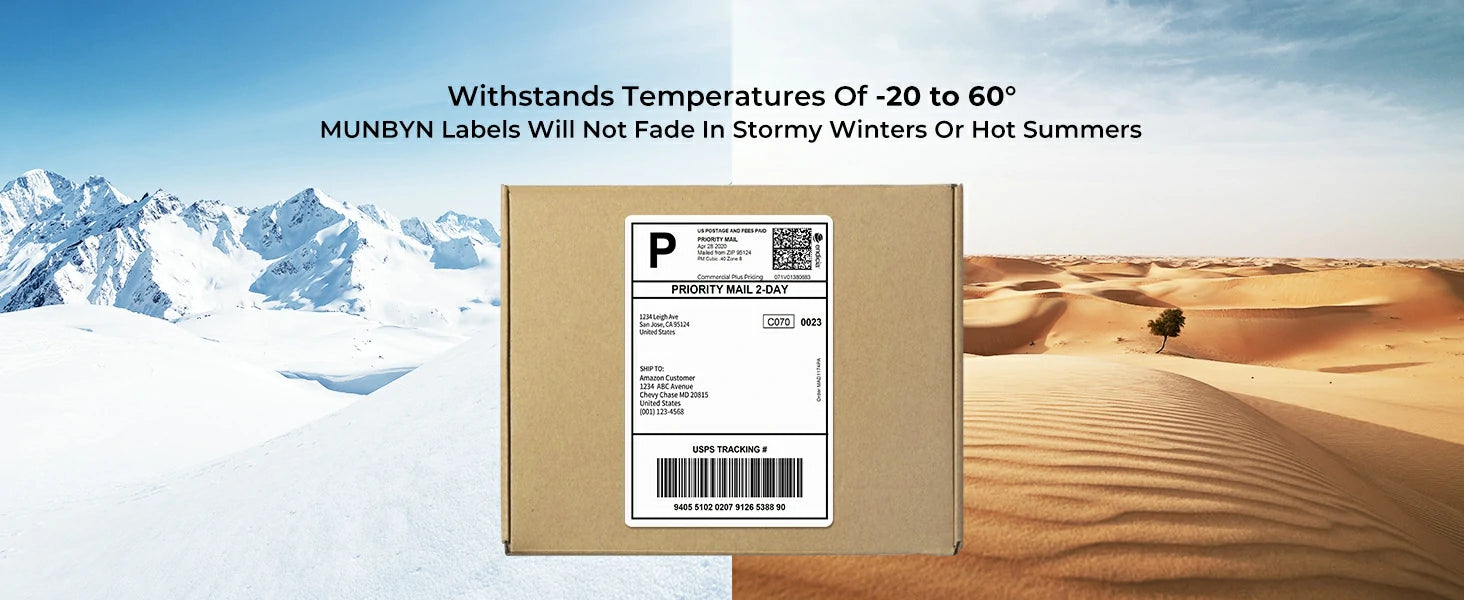 MUNBYN shipping labels can withstand both hot and cold environments.