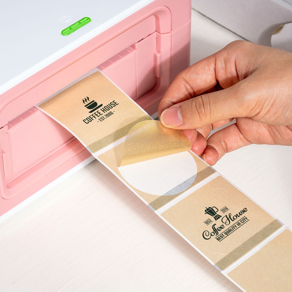 MUNBYN translucent gold stickers work with most thermal label printers.