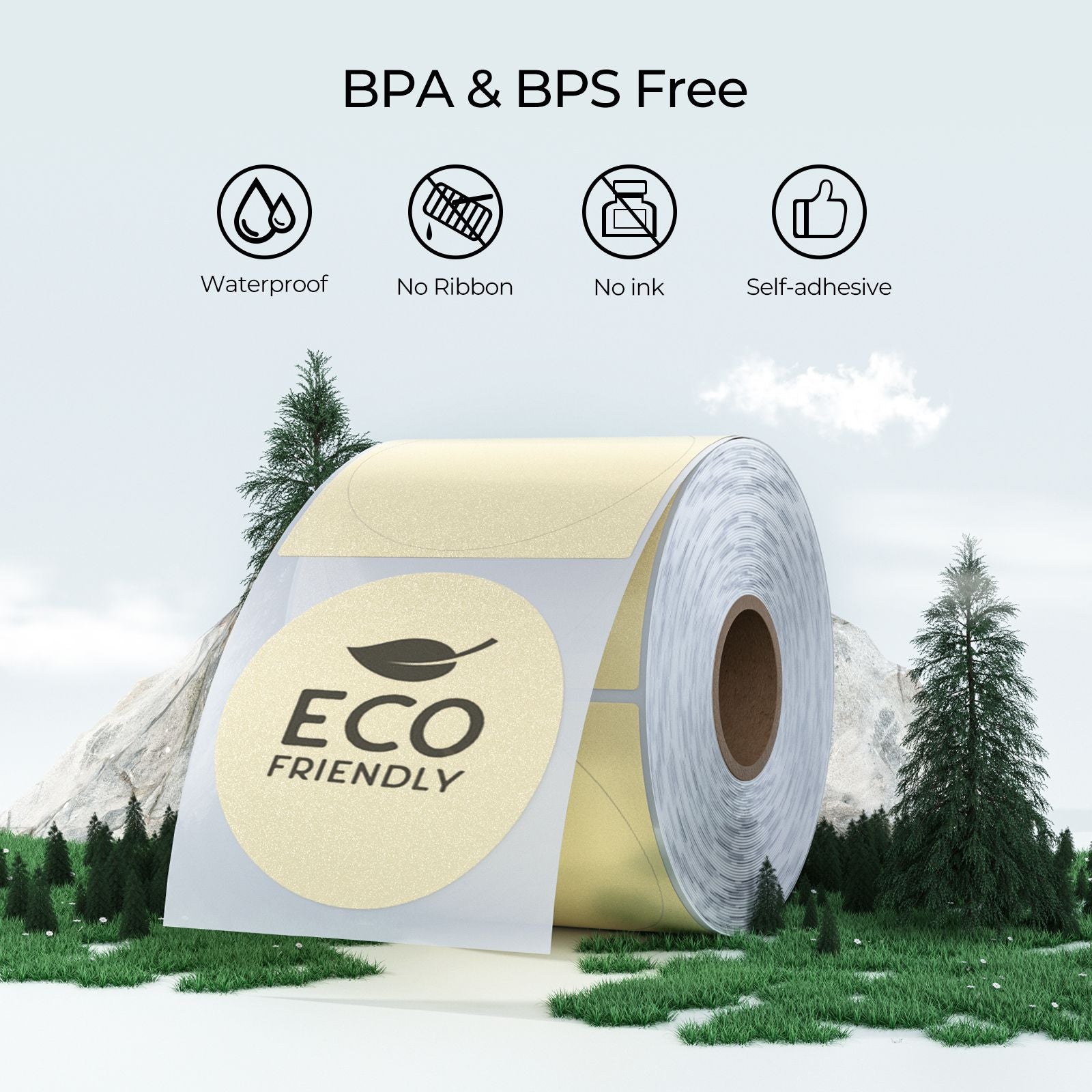50mm gold circle labels are BPA&BPS-Free.