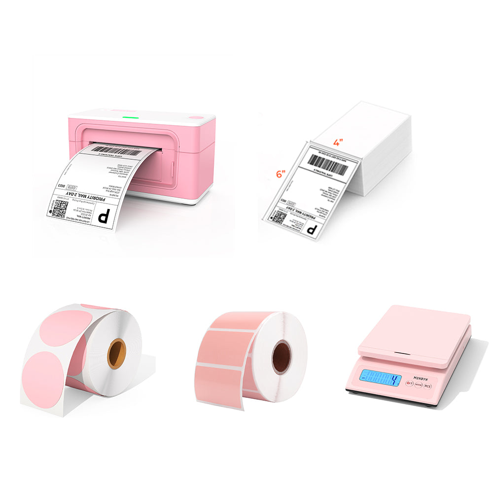 MUNBYN Thermal Label Printer Starter Kit.Thermal label printer，thermal shipping label printer，shipping label printer、sticker printer、label printer for shipping