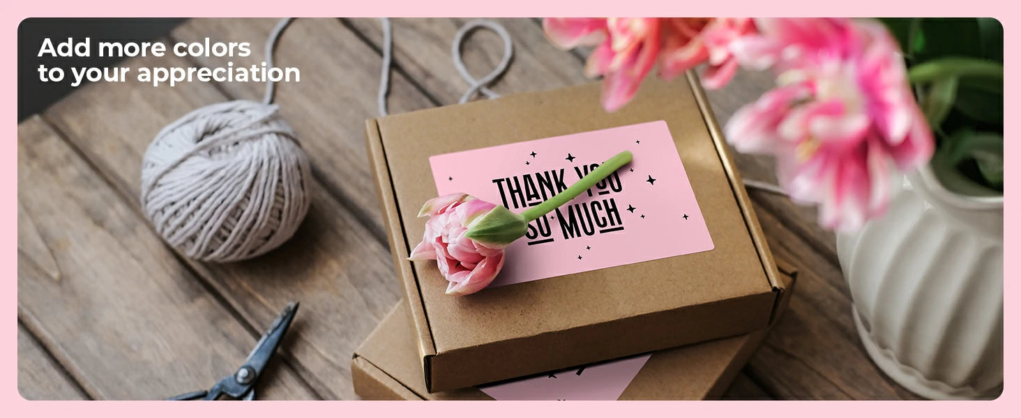 MUNBYN pink thermal labels can make a great looking thank-you stickers.