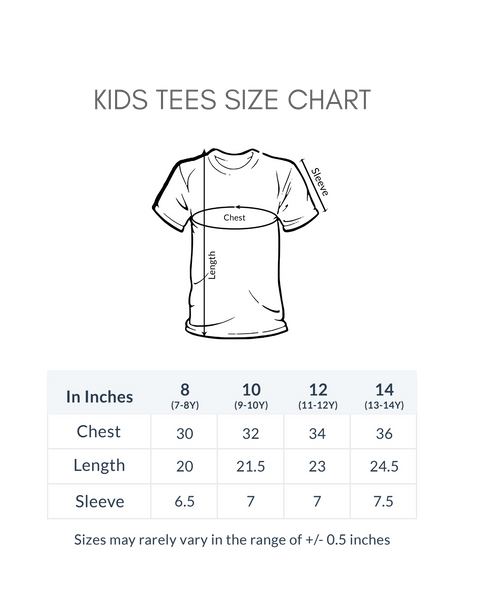 Kids Tees Size Chart