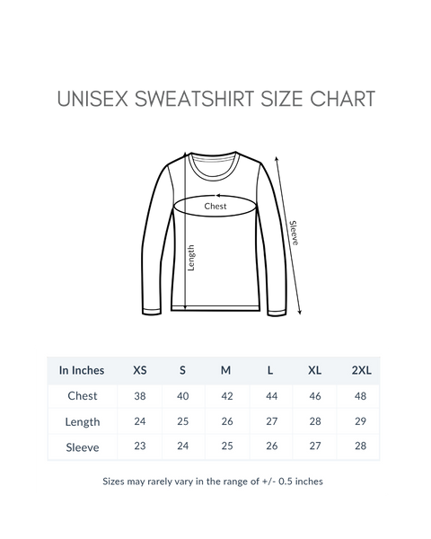 Unisex Sweatshirt Size Chart
