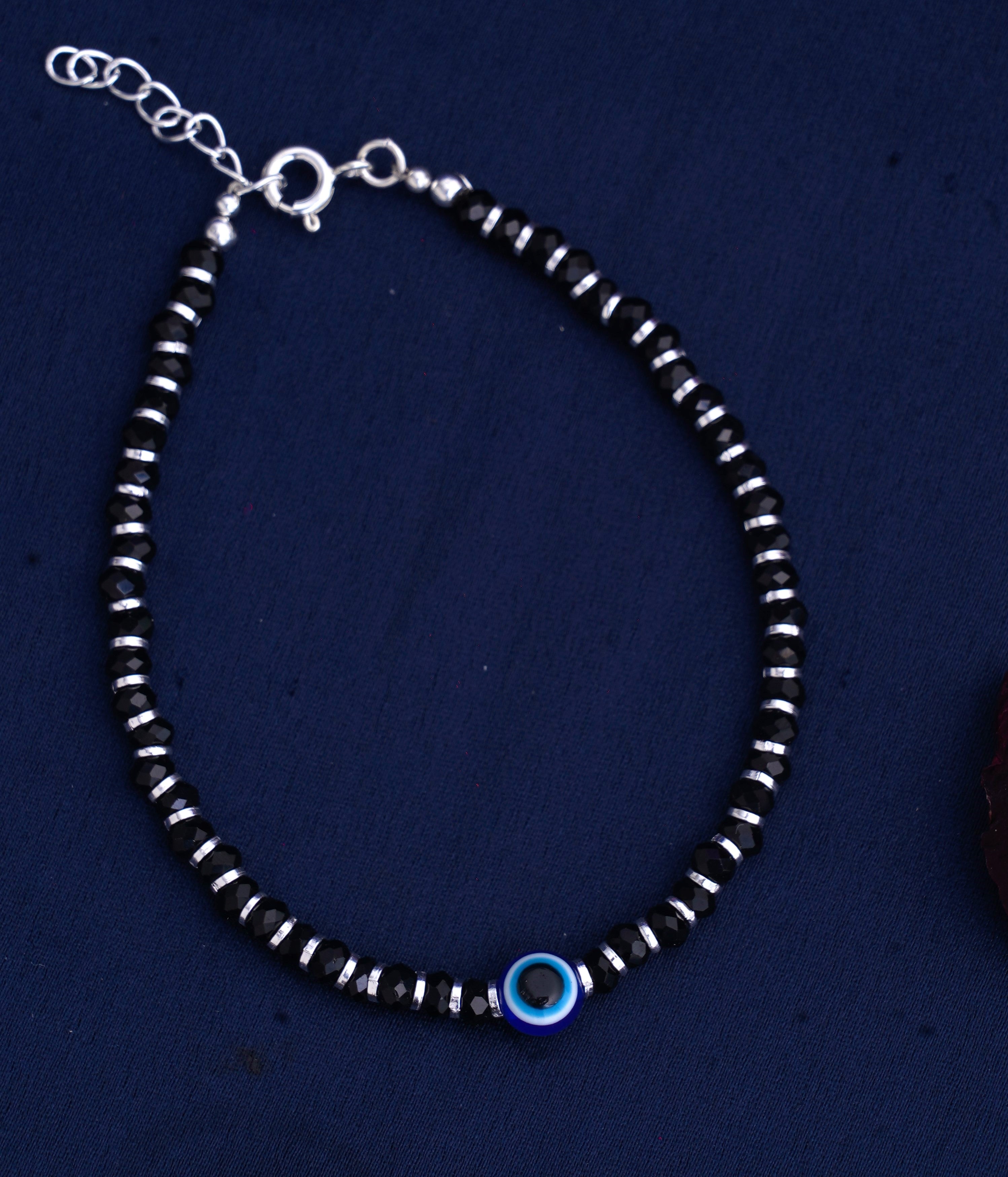 Amazon.com: Silverwala 92.5 Exclusive Nazariya 925 Sterling Silver Bracelets  Kada Bangle Nazariya with Black Beads/Crystal for Girls/Womens - 1 Pc:  Clothing, Shoes & Jewelry